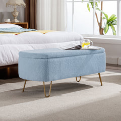 NOBELMOOD Storage Ottoman Bench for End of Bed w/ Metal Legs, Upholstered Padded Entryway Ottoman Bench with Storage for Living Room Bedroom