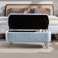 NOBELMOOD Storage Ottoman Bench for End of Bed w/ Metal Legs, Upholstered Padded Entryway Ottoman Bench with Storage for Living Room Bedroom