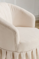 Linen Fabric Accent Swivel Chair Auditorium Chair With Pleated Skirt For Living Room Bedroom Auditorium,Beige