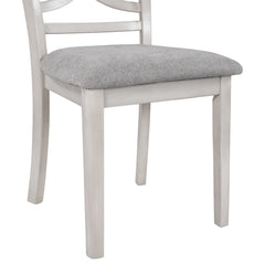 Farmhouse Rustic Wood 4-Piece Kitchen Dining Upholstered Padded Chairs, Light Gray+White