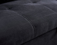 Velvet Sectional Sofa with Pull-Out Bed,Reversible Chaise and Storage Bin, Black