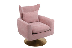 NOBLEMOOD Swivel Accent Armchair Linen Single Sofa Chair w/ Pillow and Backrest for Living Room, Pink