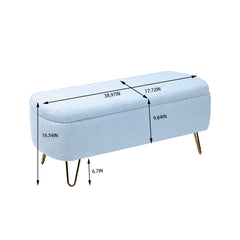 NOBELMOOD Storage Ottoman Bench for End of Bed w/ Metal Legs, Upholstered Padded Entryway Ottoman Bench with Storage for Living Room Bedroom