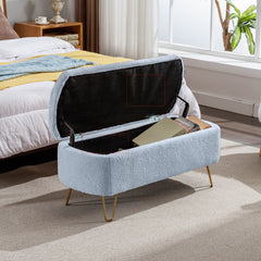 NOBELMOOD Storage Ottoman Bench for End of Bed w/ Metal Legs, Upholstered Padded Entryway Ottoman Bench with Storage for Living Room Bedroom