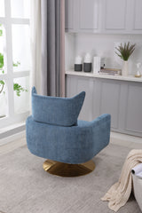 NOBLEMOOD Swivel Accent Armchair Linen Single Sofa Chair w/ Pillow and Backrest for Living Room, Blue