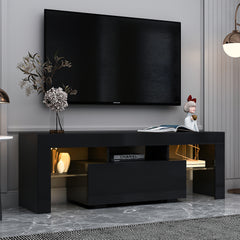 TV Stand with LED RGB Lights & Flat Screen Cabinet for Lounge Room, Living Room & Bedroom, Black