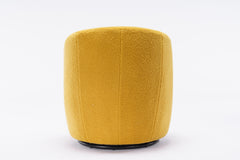 Teddy Fabric Swivel Accent Armchair Barrel Chair With Black Powder Coating Metal Ring,Yellow