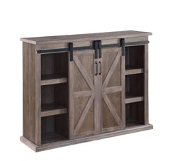 48“ TV Stand with 2 Sliding Barn Doors & 9 Compartments, Rustic Natural