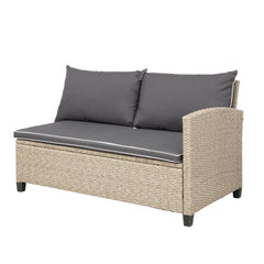 6-Piece Outdoor Wicker Sectional Sofa with Table and Benches