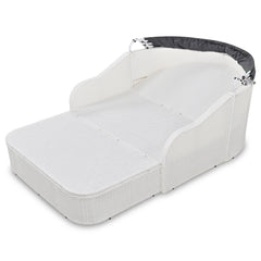 79.9" Outdoor Sunbed with Adjustable Canopy, Double lounge, PE Rattan Daybed, White Wicker, Gray Cushion