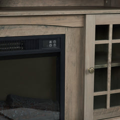 TV Media Stand Console with 23" Fireplace Insert, Storage Space, Gray Wash, 58.25"W*15.75"D*32"H