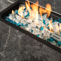 Outdoor Propane Fire Pit Table with Tile Tabletop, Steel Lid & Dust Cover