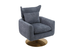 NOBLEMOOD Swivel Accent Armchair Linen Single Sofa Chair w/ Pillow and Backrest for Living Room, Gray