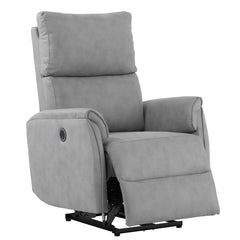 Electric Power Recliner Chair,Upholstered Foam Lounge Single Sofa,Reclining Chair with USB Charging Ports,Home Theater Seating, Living Room Bedroom, Gray