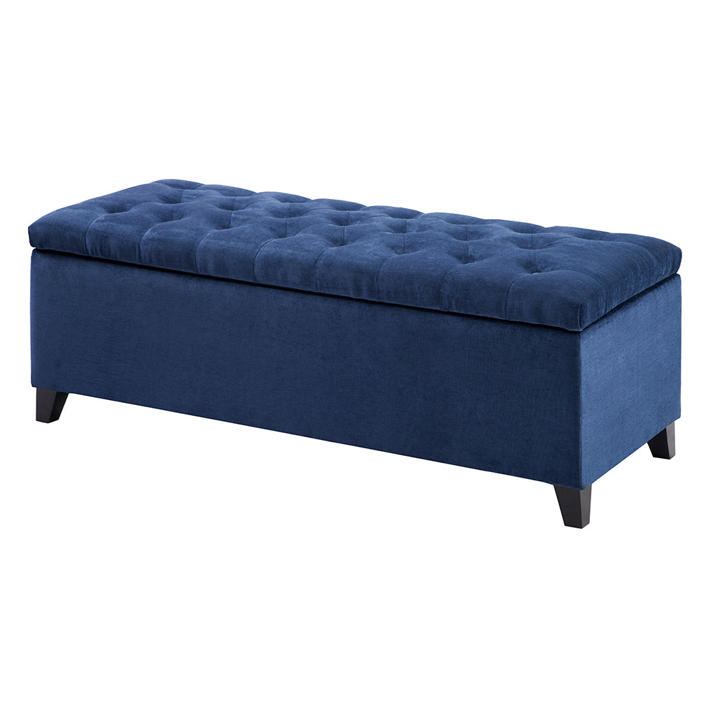 NOBLEMOOD Tufted Top Ottoman Bench with Storage, End of Bed Storage Bench for Bedroom Living Room, Blue
