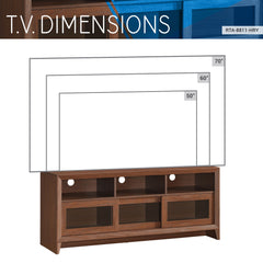 Modern TV Stand with 3 Two-way Sliding Door Drawers & 3 Open Shelves for TVs Up to 60", Brown