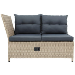 4-Piece Outdoor Wicker Sofa Set with Adjustable Backs and Table, Gray