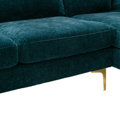 Living Room Sectional Sofa, Teal Blue