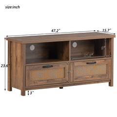 TV Stand with Drawer Storage for 55 Inch TV, Yellow