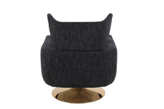 Classic Mid-Century 360-degree Swivel  Accent Chair, Black Linen