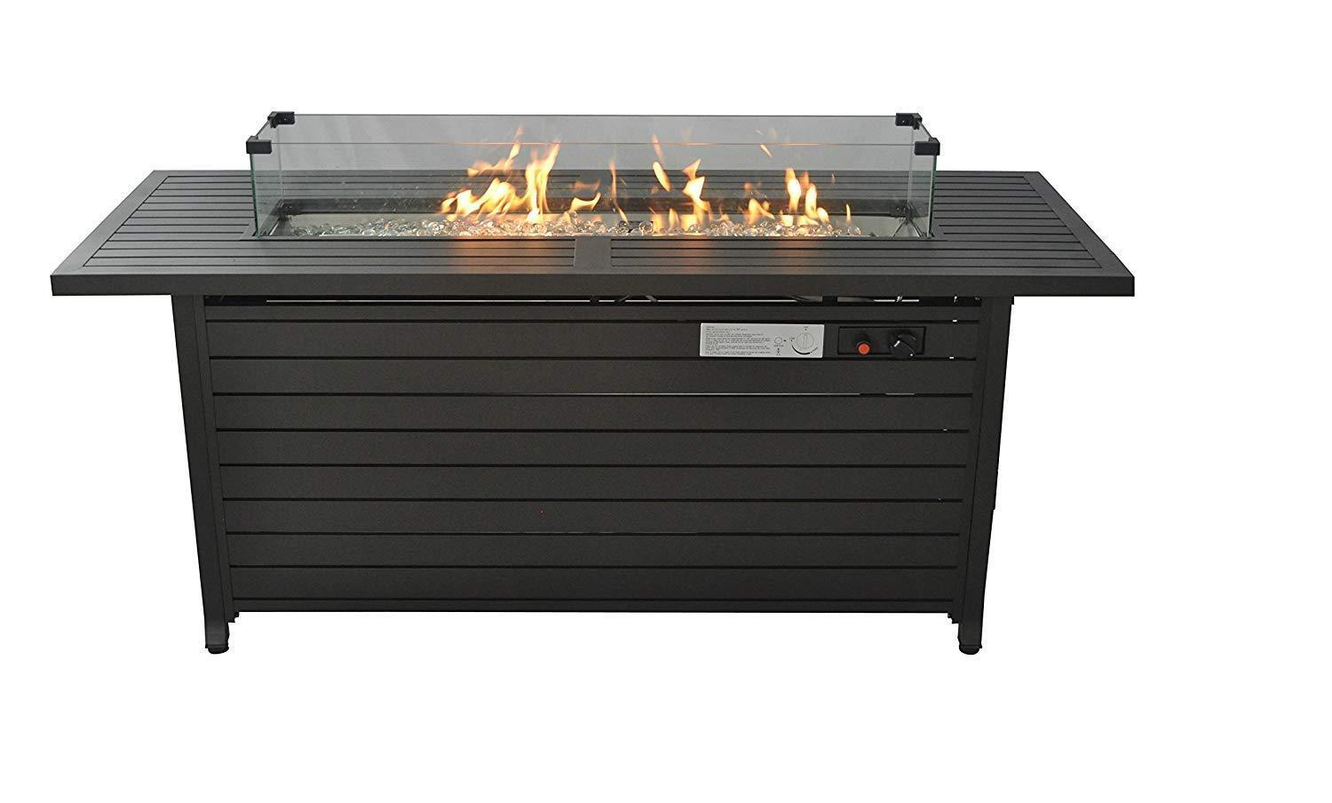 57in Propane Fire Pit Table 50000BTU with Lid, Wind Guard,Dust Cover & ETL Certification