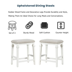 3-Piece 45" Stationary Rubber Wood Kitchen Island Set with 2 Seatings, 2 Shelves & 3 Drawers, White