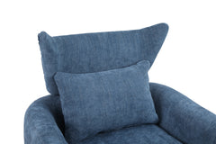 NOBLEMOOD Swivel Accent Armchair Linen Single Sofa Chair w/ Pillow and Backrest for Living Room, Blue