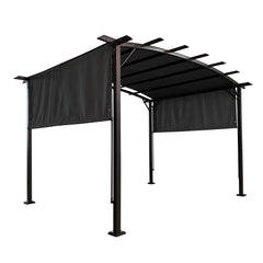 12 x 9Ft Outdoor Pergola Gazebo with Retractable Shade Canopy, Steel Frame