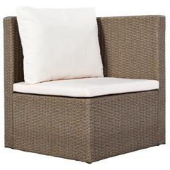 6-Piece Outdoor Rattan Sectional Sofa Set with 2 Tea Tables, Brown Wicker+Beige Cushion