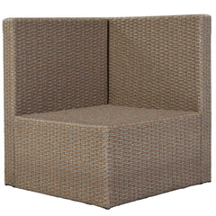 6-Piece Outdoor Rattan Sectional Sofa Set with 2 Tea Tables, Brown Wicker+Beige Cushion