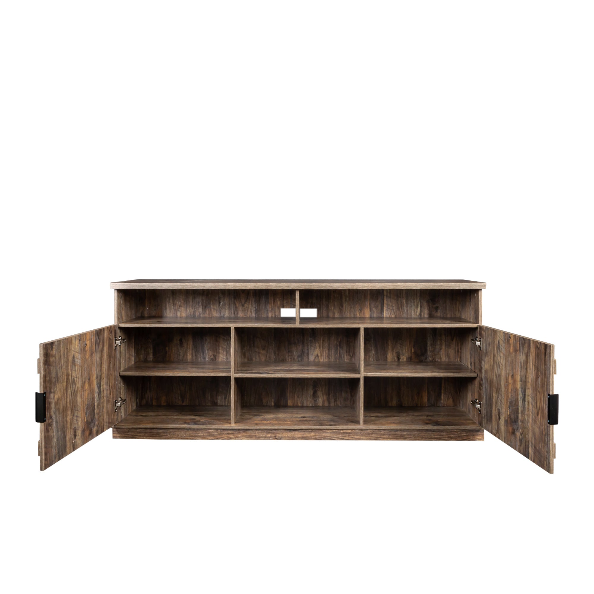 Modern Wood TV Stand with 3 Layers of Open Shelves & 2 Large-capacity Cabinets, Antique Espresso