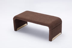 New Boucle Fabric Loveseat Ottoman Footstool Bedroom Bench Shoe Bench With Gold Metal Legs,Coffee Brown