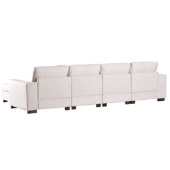 6 Pcs U-shaped Sofa Couch with 2 Removable Ottomans, Beige