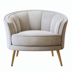 Modern Velvet Accent Barrel Chair Leisure Accent Chair Living Room Upholstered Armchair Vanity Chair for Bedroom Meeting Room，Beige