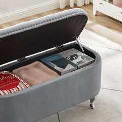 NOBLEMOOD Storage Bench for End of Bed, Semicircle Ottoman with Storage and Flip Up Top for Bedroom Living Room Entruway