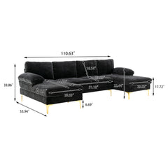 Living Room Sectional Sofa, Black