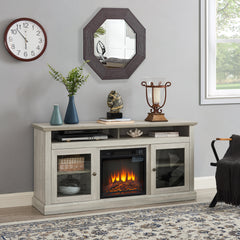 TV Stand with 18" Fireplace, Storage, Stone Gray, 60"W*15.75"D*29"H