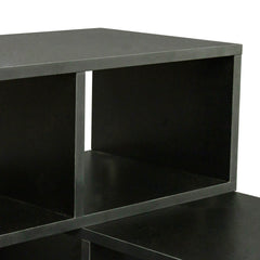 Double L-Shaped TV Stand with Display Shelf & Bookcase, Black