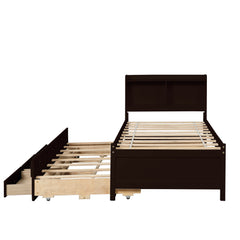 Full Bed with Bookcase,Twin Trundle with Drawers, Espresso