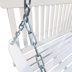 Hanging Porch Swing Wood Swing Bench with Hanging Chains, White