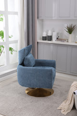 NOBLEMOOD Swivel Accent Armchair Linen Single Sofa Chair w/ Pillow and Backrest for Living Room, Blue