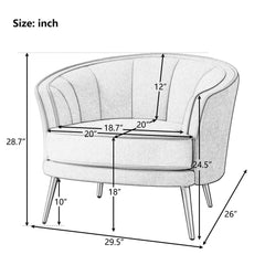 Modern Velvet Accent Barrel Chair Leisure Accent Chair Living Room Upholstered Armchair Vanity Chair for Bedroom Meeting Room，Beige