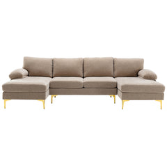 Living Room Sectional Sofa, Camel