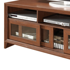 Modern TV Stand with 3 Two-way Sliding Door Drawers & 3 Open Shelves for TVs Up to 60", Brown