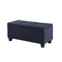 NOBLEMOOD 3 in 1 End of Bed Storage Bench & 2 Ottoman Benches w/ Storage for Living Room Bedroom Entryway Navy