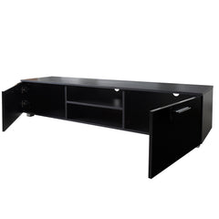 TV Stand with 2 Storage Cabinets & Open Shelves for 70 Inch TV, Black