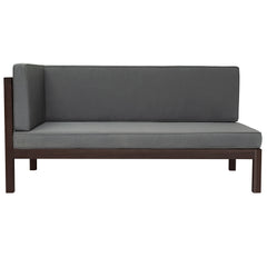 4-Piece Outdoor Wood Sectional Sofa with Cushions and Table X-Back Sofa Set, Brown Finish+Gray Cushions