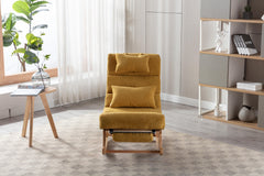 51.37"W Comfortable Rocking Chair with Natural Solid Rubber Wood Legs, Yellow