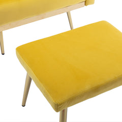 NOBLEMOOD Velvet Accent Chair with Adjustable Armrests and Backrest, Button Tufted Lounge Chair, Yellow