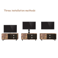TV Console with Push-To-Open Storage Cabinet for TV up to 65", Rustic Brown